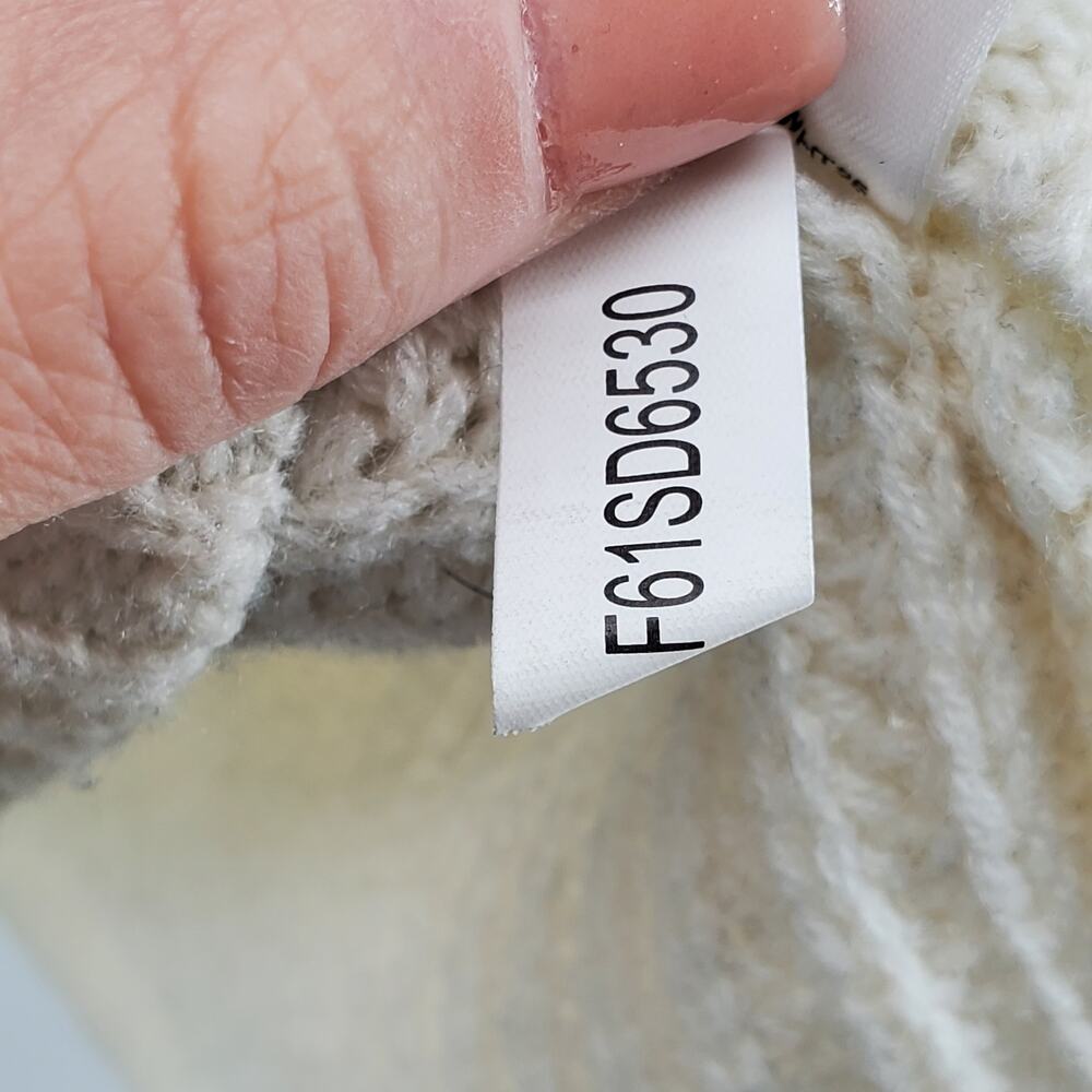 Cremleuix Wool Blend Cream Mock Neck Chunky Knit Sweater with Bell Sleeves| S - Picture 7 of 11